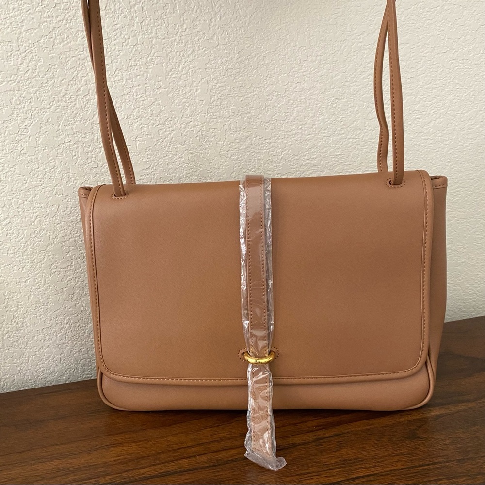 Golden Brown Belted Convertible Classic Shoulder Crossbody Bag Purse - Picture 3 of 14
